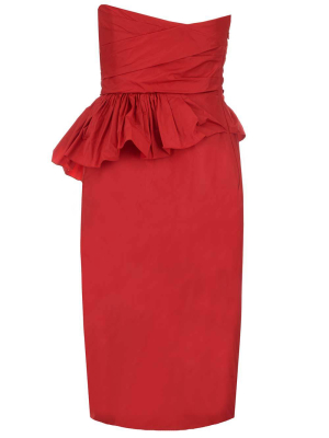 Max Mara Ruffled Strapless Midi Dress