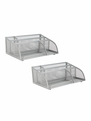 Mind Reader 2pk Mesh Desktop Organizer Silver