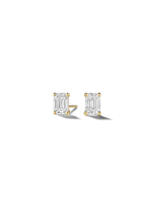 Emerald Cut Diamond Stud Earrings