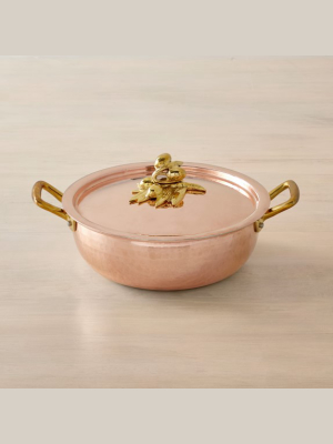 Ruffoni Historia Hammered Copper Shallow Braiser With Olive Knob, 4-qt.