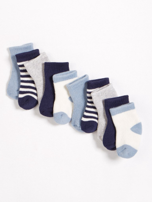 5 Pack Of Grey, Blue & White Socks