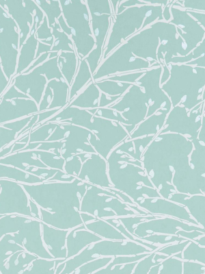 Twiggy Wallpaper In Eau De Nil, White, And Silver From The Folium Collection By Osborne & Little