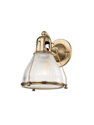 Hudson Valley Lighting Haverhill Sconce - Aged Brass & Clear Prismatic