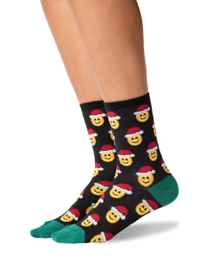 Women's Santa Smile Emoji Socks