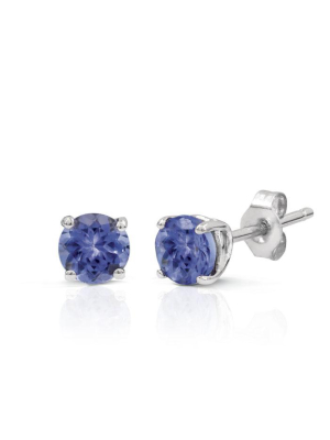 14k White Gold Round Tanzanite Stud Earrings, 0.65 Tcw