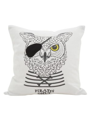 Saro Lifestyle 16"x16" Pirates Only Owl Poly Filled Throw Pillow White