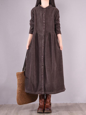 Plus Size - Winter Thicken Warm Corduroy Dress