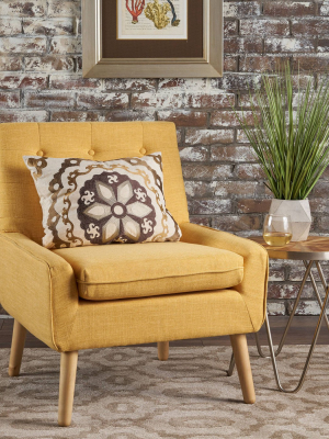 Eilidh Mid Century Tufted Accent Chair Muted Yellow - Christopher Knight Home