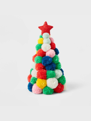 Pom Pom Christmas Trees Decorative Figurine Multicolored - Wondershop™