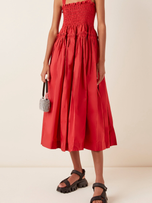 Kayla Smocked Taffeta Midi Dress