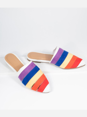 Rainbow Suede Pointed Toe Slip On Flats