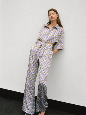 Printed Pajama-style Pants Trf