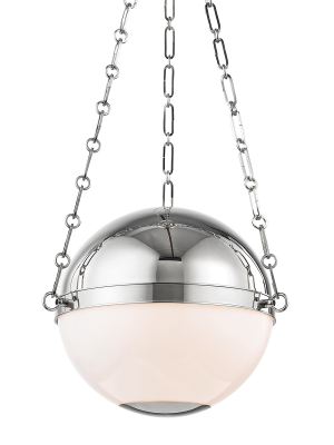 Hudson Valley Lighting Sphere No 2 2-bulb Pendant - Polished Nickel & Opal