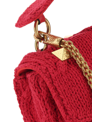 Valentino Garavani Roman Stud Cable Knit Tote Bag