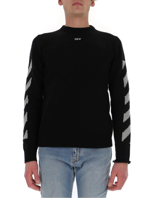 Off-white Diagonal Stripe Intarsia Jumper