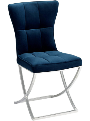 Martino Blue Fabric Modern Dining Chair By 55 Downing Street