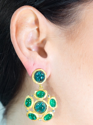 Emerald Cabochon Pierced Or Clip Earrings