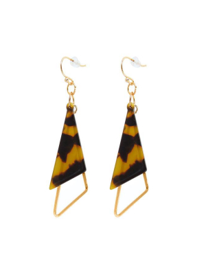 Women Tortoise Shell Resin Dangle Drop Earring