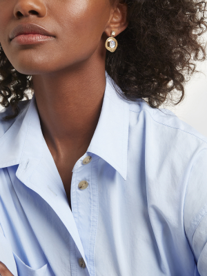 Modern Byzantine Moonstone Diamond Coin Earrings