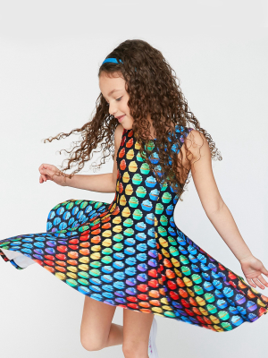 Girls Rainbow Cupcakes Skater Dress