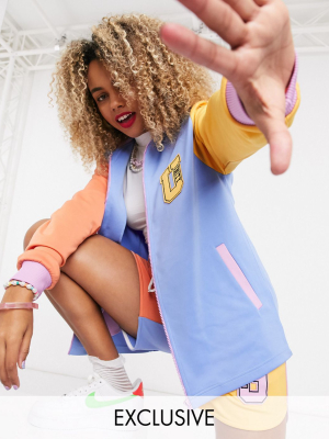 Asos Design X Glaad Co-ord Track Jacket With Unity Print In Color Block Polytricot