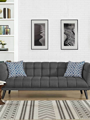 Banister Upholstered Fabric Sofa Gray