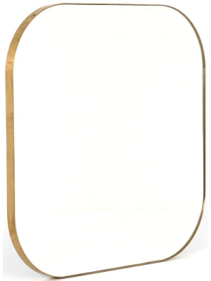 Bellvue Large Square Mirror, Polished Brass