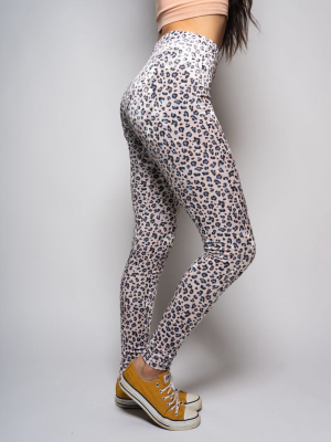 Spotted Blue Leopard Velvet Leggings | Women's