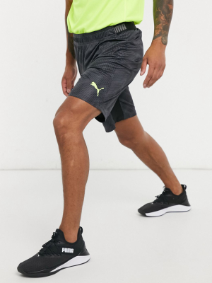 Puma Soccer Logo Shorts In Black And Neon