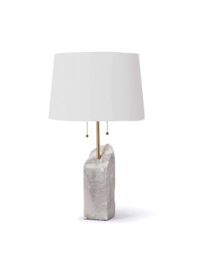 Square Raw Alabaster Table Lamp