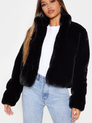 Black Collar Faux Fur Jacket