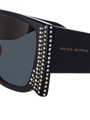 Magda Butrym Flat Top Sunglasses In Crystal Black And Grey