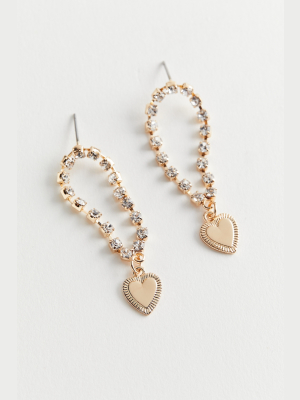 Rhinestone Heart Drop Earring