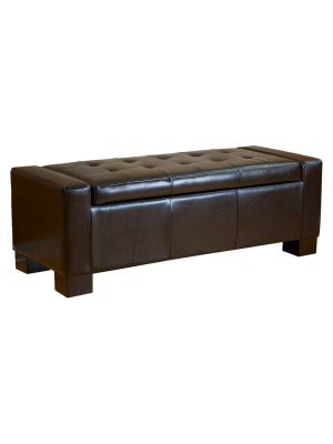 Guernsey Leather Storage Ottoman Bench Black - Christopher Knight Home