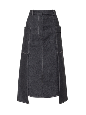 Sportmax High-rise Denim Midi Skirt