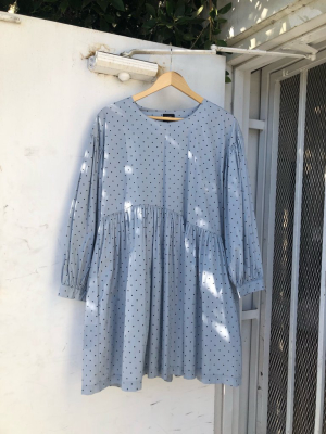 Jayme Dress In Baby Blue/black Dot (short)