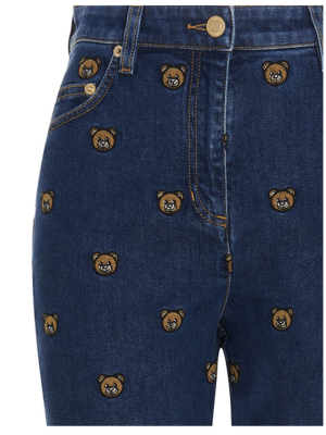 Moschino Allover Teddy Embroidered Skinny Jeans