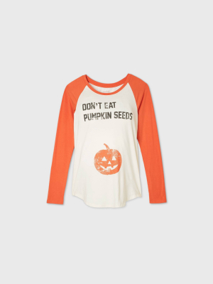 Maternity Long Sleeve Scoop Neck Pumpkin Seeds Raglan T-shirt - Isabel Maternity By Ingrid & Isabel™ Orange