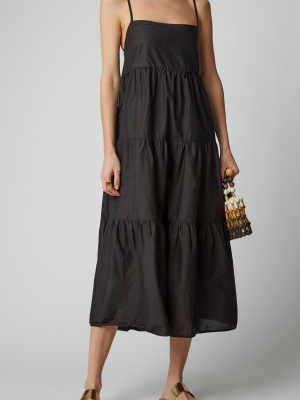 Tiered Cotton-poplin Midi Dress