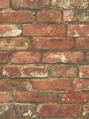 Distressed Red Brick Peel & Stick Wallpaper