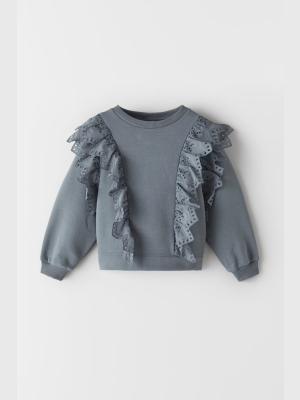 Ruffled Lace Sweatshirt