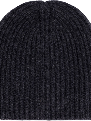 Prada Logo Patch Ribbed Beanie