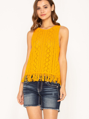Sunny Day Fringe Sleeveless Sweater
