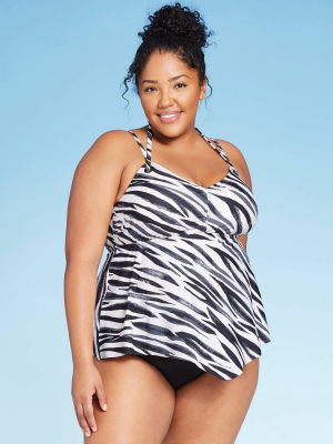 Women's Plus Size Over The Shoulder Tankini Top - Kona Sol™ White