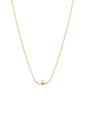 14k Curved Bar Prong Diamond Necklace