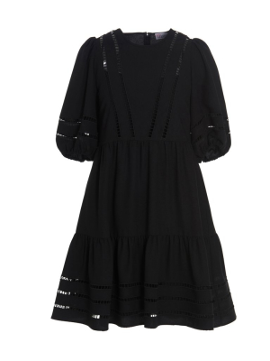 Redvalentino Embroidered Detailed Puff-sleeve Mini Dress