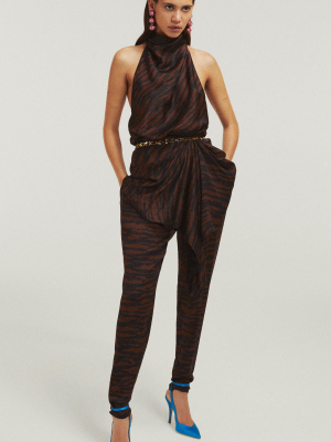 High Neck Printed Dress