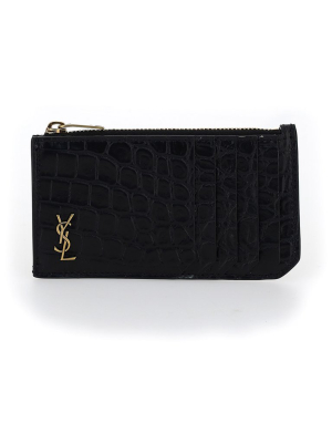 Saint Laurent Tiny Monogram Fragments Zip Card Holder