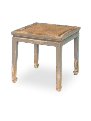 Square Stool With Rattan