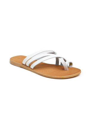Rose White Leather Strappy Sandal
